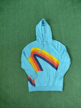 Aldi Gear Logo Colors Light Blue Hoodie Sz Medium